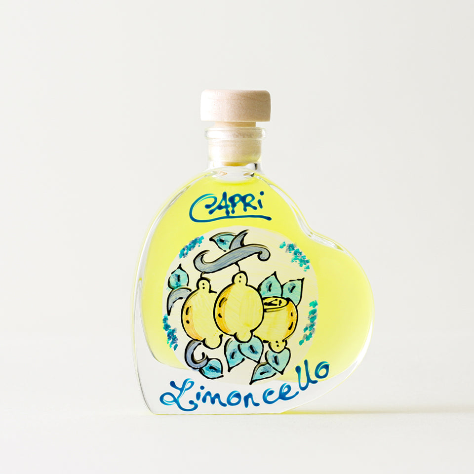 カプリピゥ リモンチェッロ 絵付けボトル 「ハート（マヨリカ）」 50ml – Limone Limone